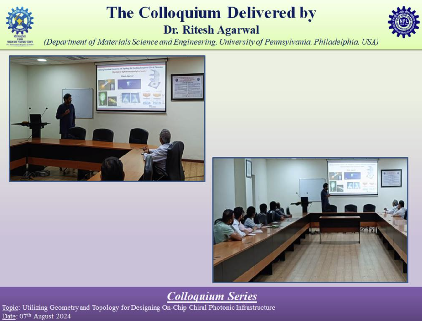 UPenn Professor presents talk at the NPL – CSIR-National Physical Laboratory